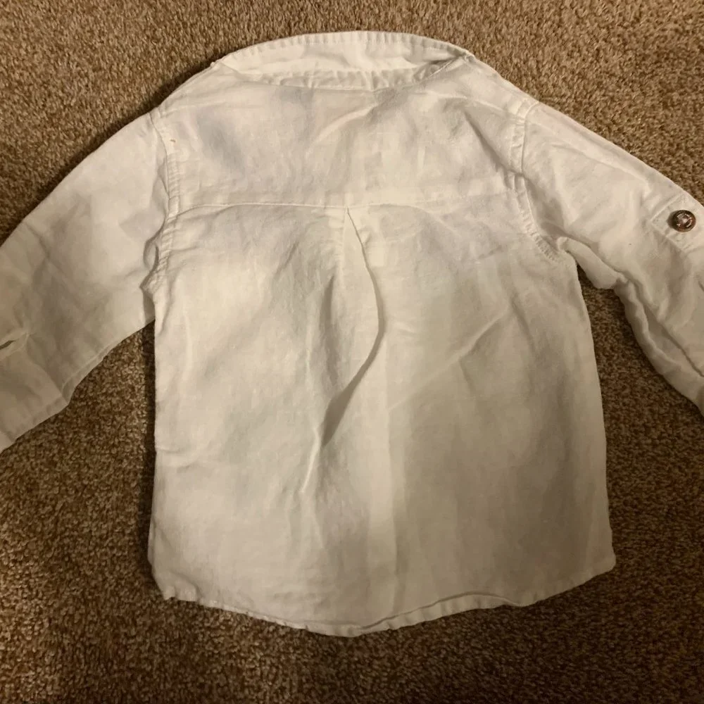 fore!! axel & hudson white lg sleeve linen shirt